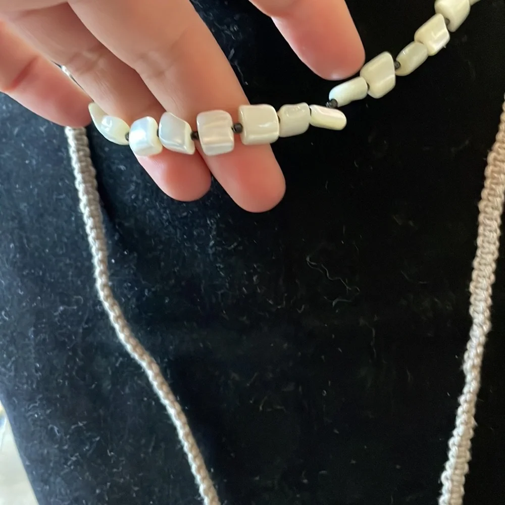 11. Free people shell, rope and faux mother of pearl long necklace NWT - Picture 5 of 12